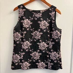 TALBOTS  Black & Purple Floral Sleeveless Shell Size 8‎ Office Business Casual